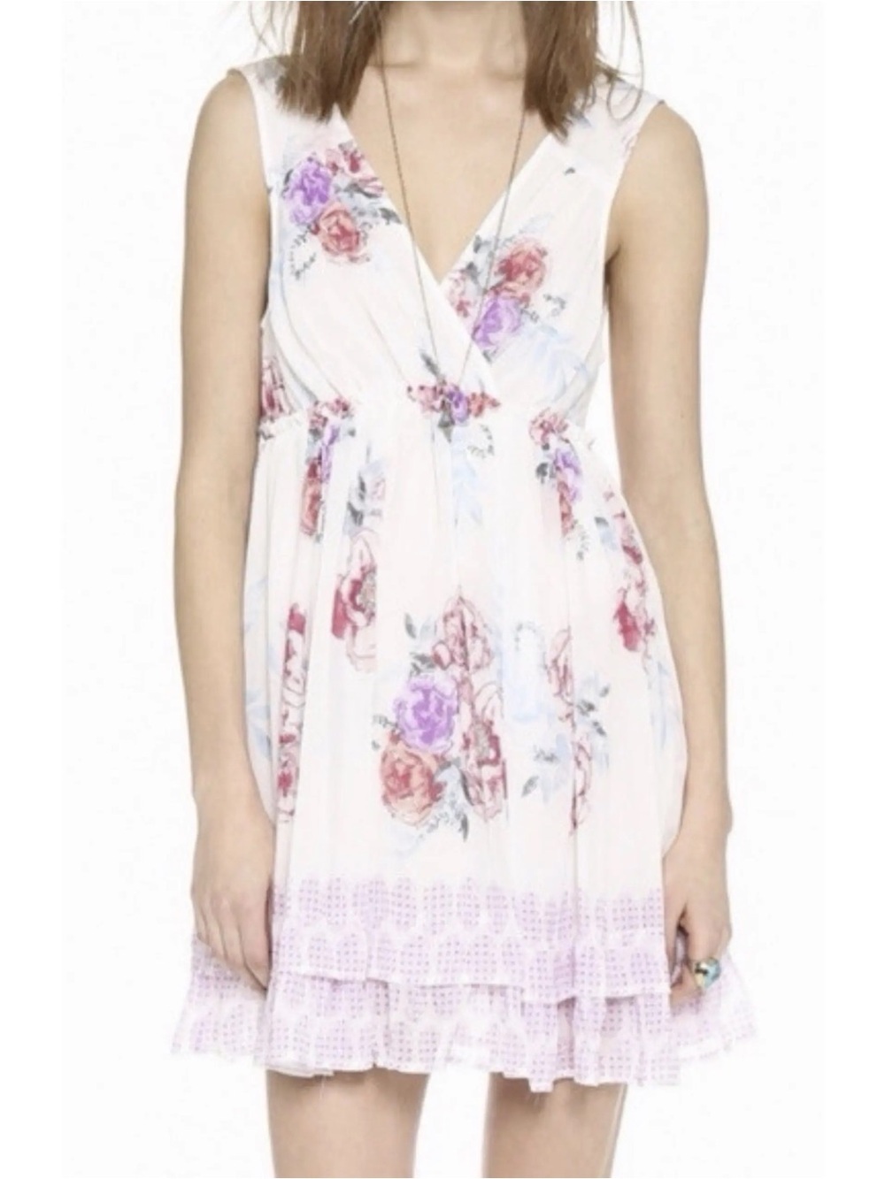 Free People Floral Chiffon Mini Dress Size X-Small